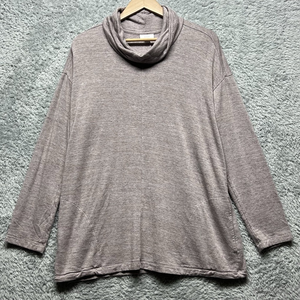 Pure Jill Tunic Top Womens Large Heathered Lilac Cowl Neck Pockets‎ Lounge